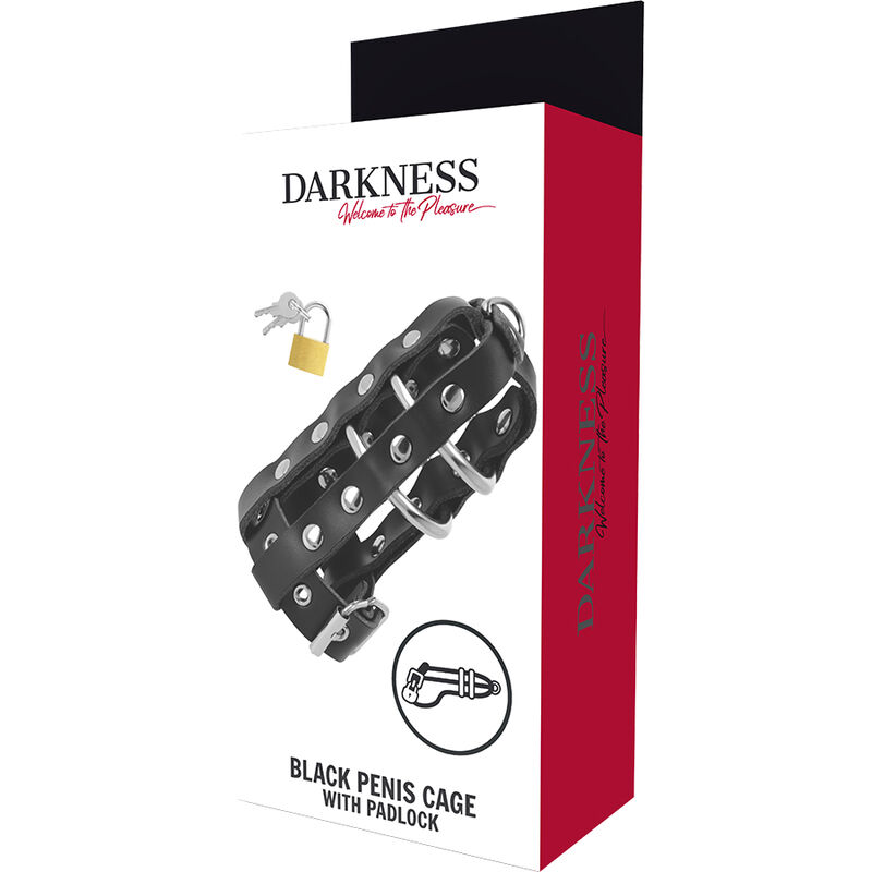 DARKNESS - JAULA CASTIDAD CUERO CON CANDADO - Kanerotika SL