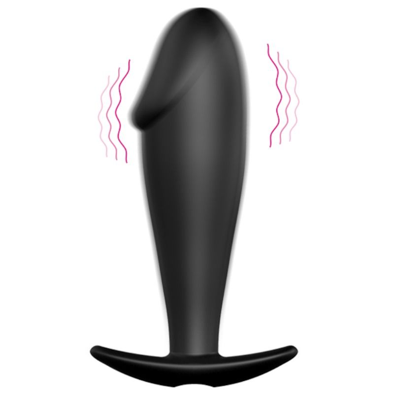 PRETTY LOVE - PLUG ANAL SILICONA FORMA PENE Y 12 MODOS VIBRACIÓN NEGRO - Kanerotika SL
