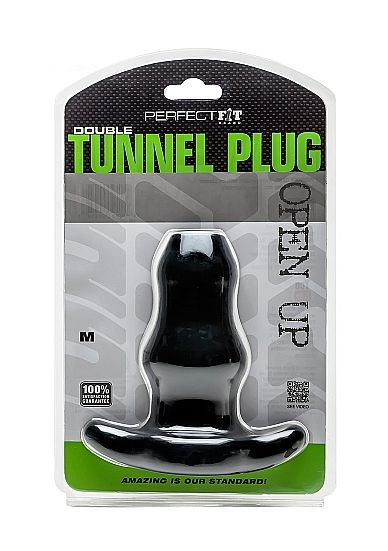 TAPÓN DOBLE TÚNEL PERFECT FIT - MEDIANO - NEGRO - Kanerotika SL