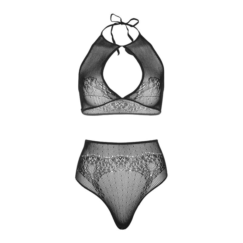 LEG AVENUE - SET DOS PIEZAS TOP CORTO CUELLO HALTER Y TANGA TALLA ÚNICA - Kanerotika SL
