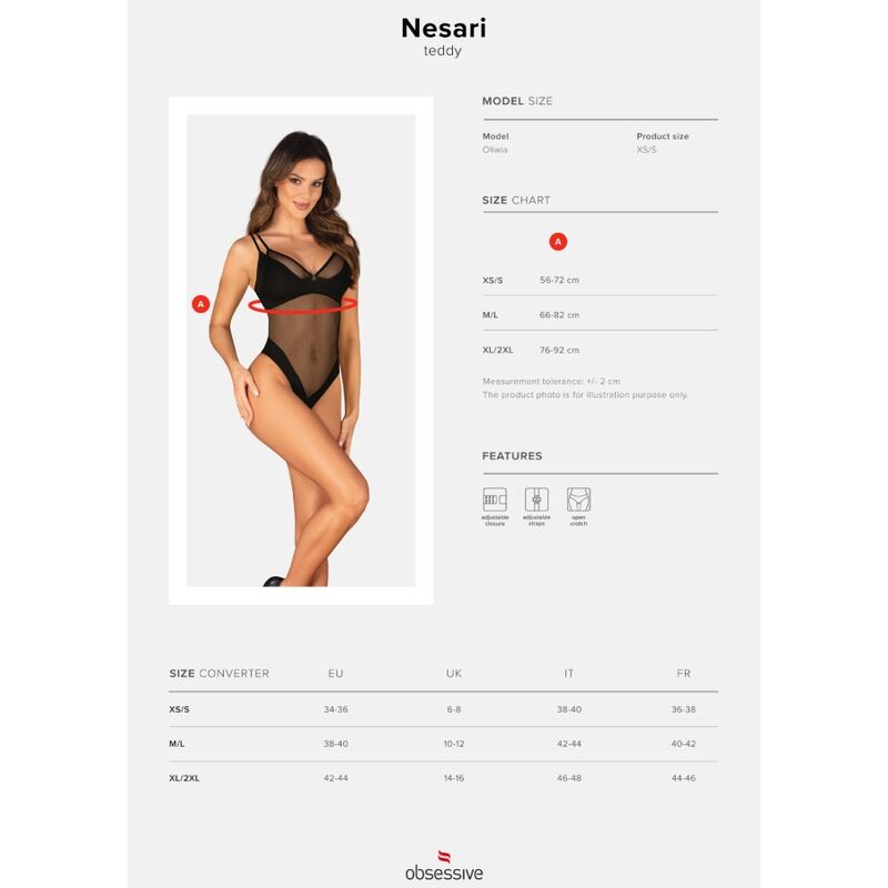 OBSESSIVE - NESARI TEDDY CROTCHLESS XL/XXL - Kanerotika SL