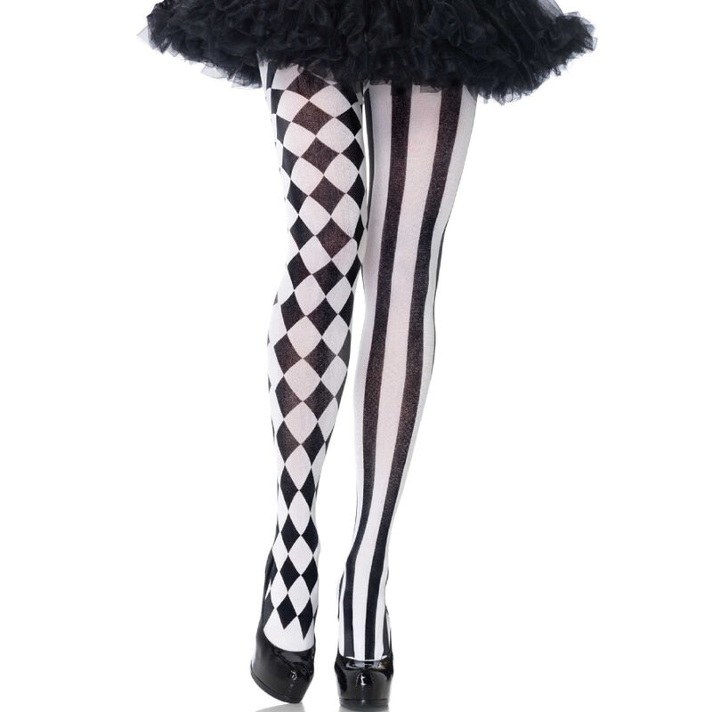 LEG AVENUE - MEDIAS ARLEQUIN NEGRO/BLANCO - Kanerotika SL
