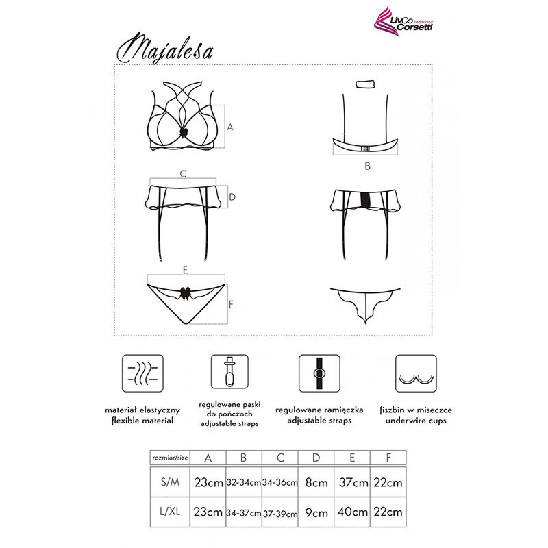 LIVCO CORSETTI FASHION - MAJALESA LC 90526 SUJETADOR + LIGUERO + PANTY BLACK S/M - Kanerotika SL