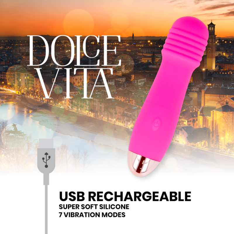 DOLCE VITA - VIBRADOR RECARGABLE THREE ROSA 7 VELOCIDADES - Kanerotika SL