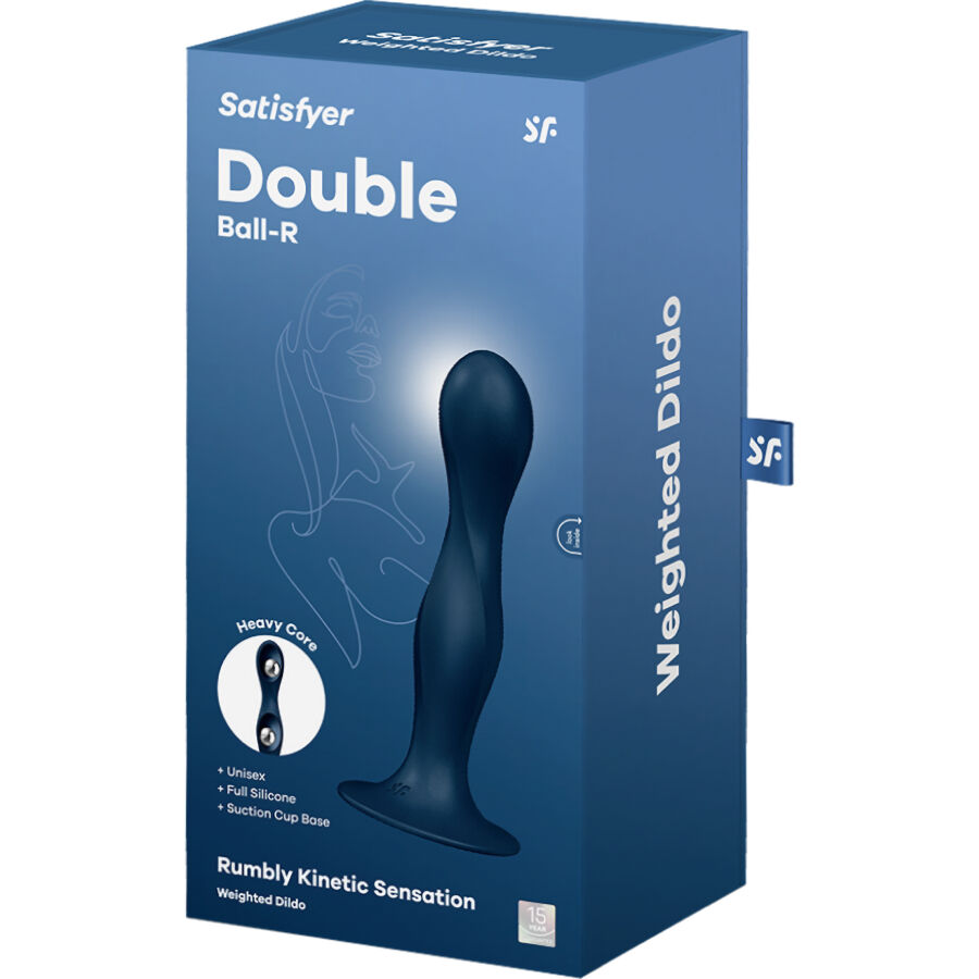 SATISFYER - DOUBLE BALL-R DILDO SILICONA AZUL - Kanerotika SL