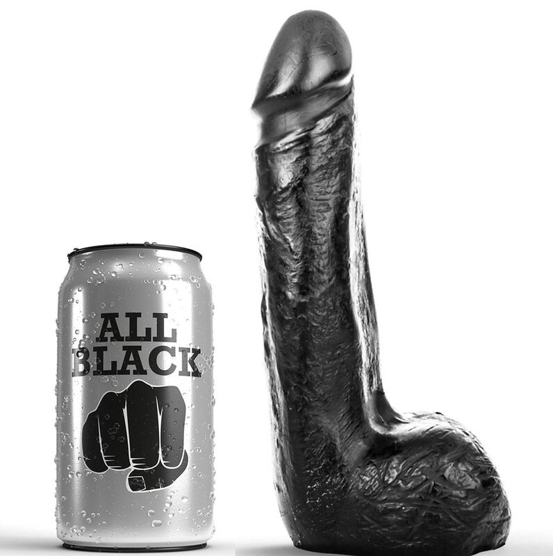 ALL BLACK - DILDO REALÍSTICO NEGRO SUAVE 20 CM - Kanerotika SL