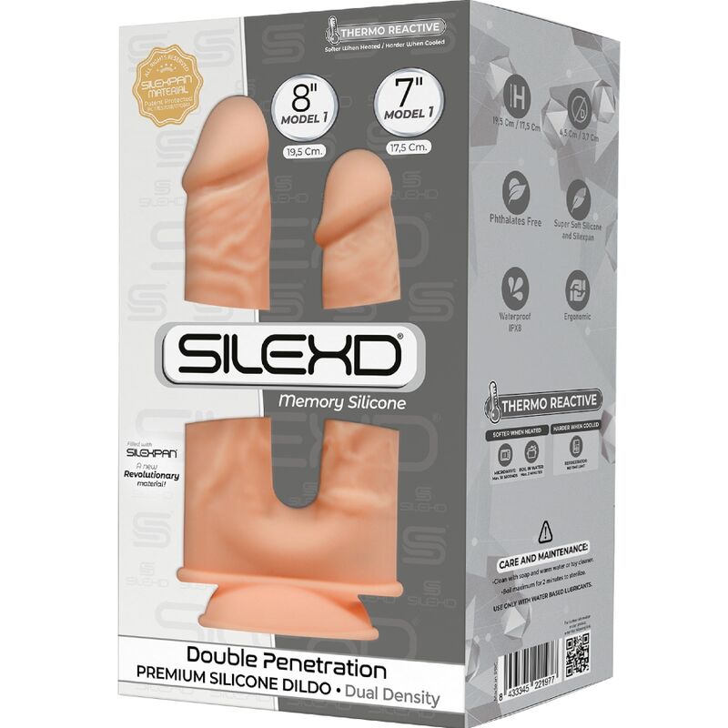 SILEXD - MODELO 1 PENE REALISTICO DOBLE PENETRACION SILICONA PREMIUM SILEXPAN 17.5 / 19.5 CM - Kanerotika SL