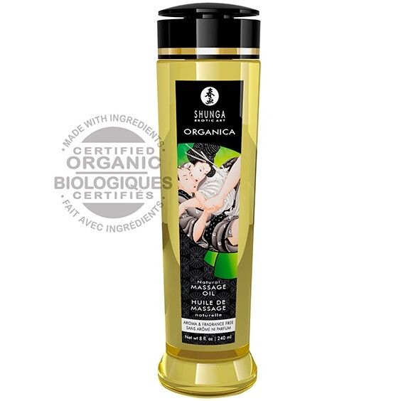 SHUNGA - ACEITE DE MASAJE ORGÁNICO NATURAL 240 ML - Kanerotika SL