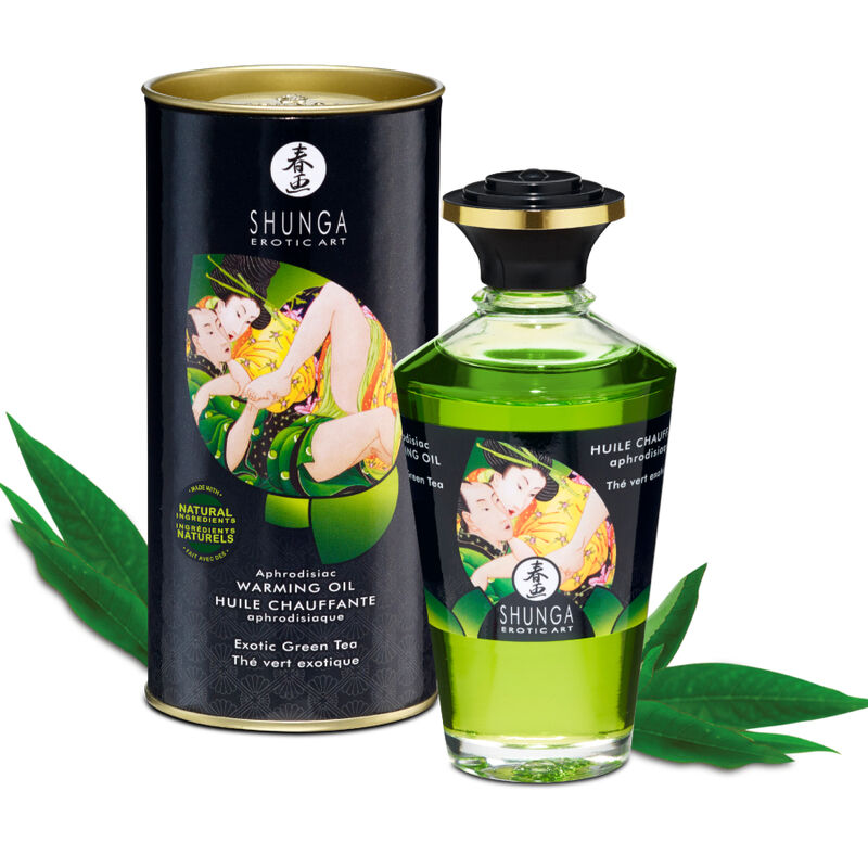 SHUNGA - ACEITE MASAJE EFECTO CALOR TE VERDE ORGÁNICO 100 ML - Kanerotika SL