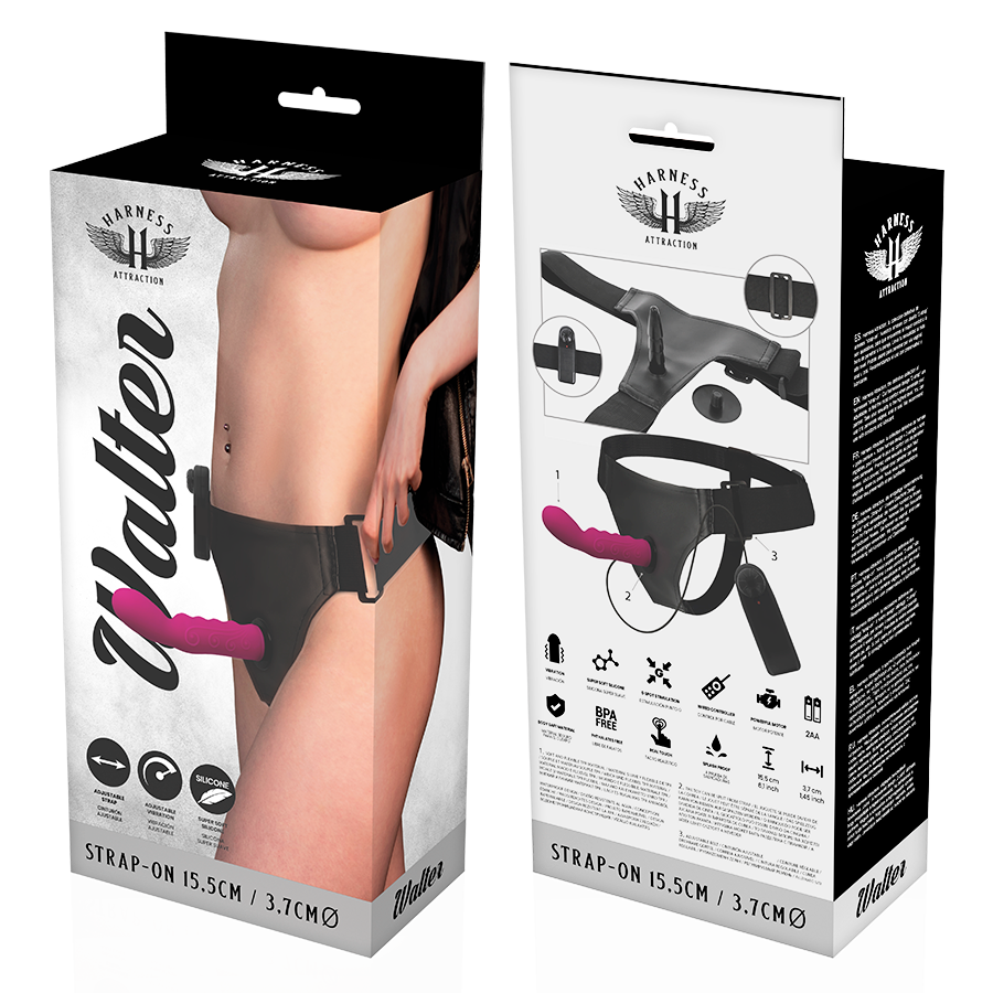 HARNESS ATTRACTION - ARNÉS  WALTER CON VIBRACIÓN 15.5 CM -O- 3.7 CM - Kanerotika SL