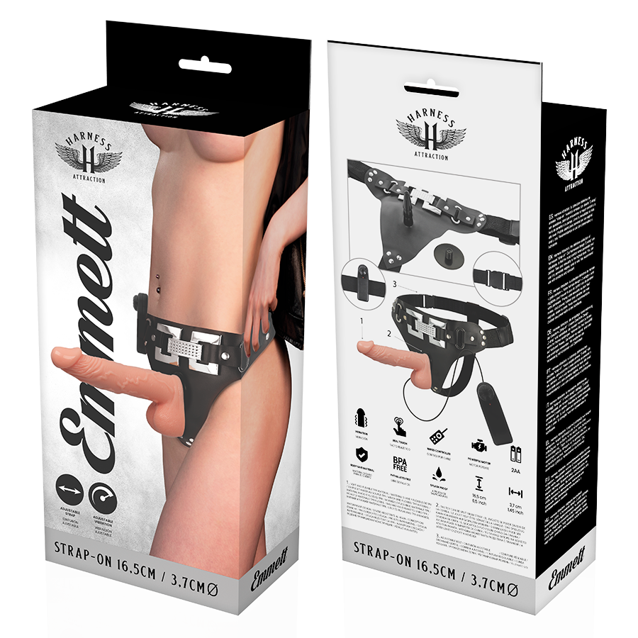 HARNESS ATTRACTION - ARNÉS  EMMETT REALÍSTICO VIBRADOR 16.5 CM -O- 3.7 CM - Kanerotika SL