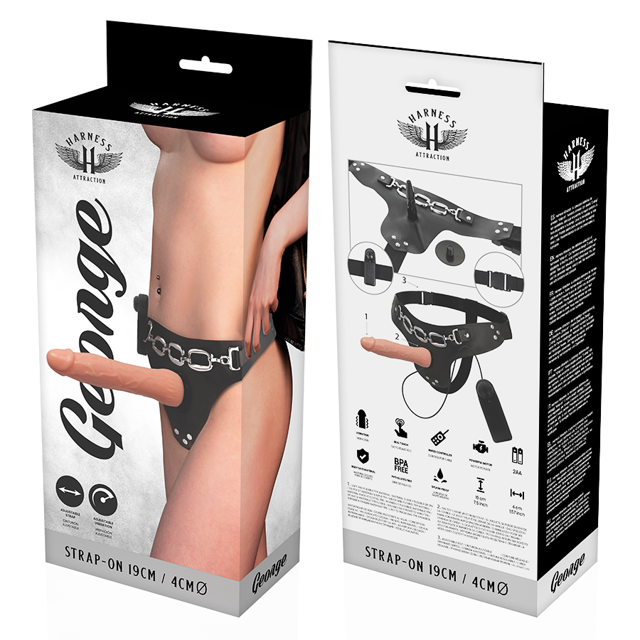 HARNESS ATTRACTION - ARNÉS  GEORGE REALÍSTICO VIBRADOR 19 CM -O- 4 CM - Kanerotika SL