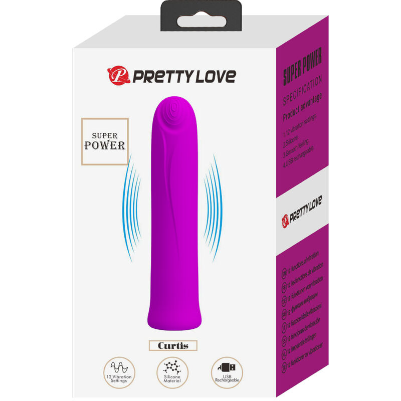 PRETTY LOVE - CURTIS MINI VIBRADOR SUPER POWER 12 VIBRACIONES SILICONA VIOLETA - Kanerotika SL