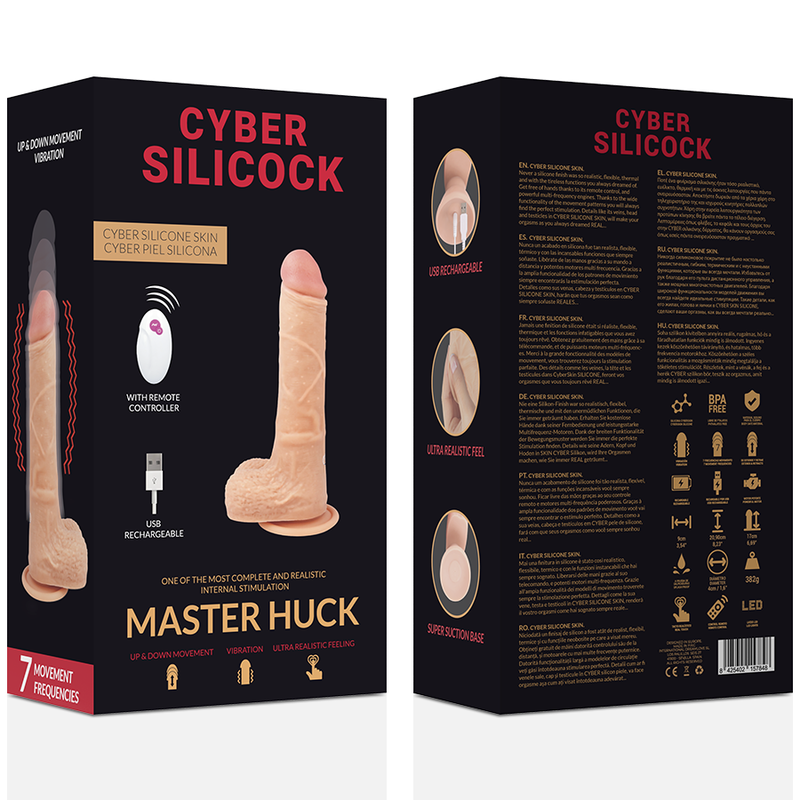 CYBER SILICOCK - REALÍSTICO CONTROL REMOTO MASTER HUCK 20.9 CM -O- 4 CM - Kanerotika SL