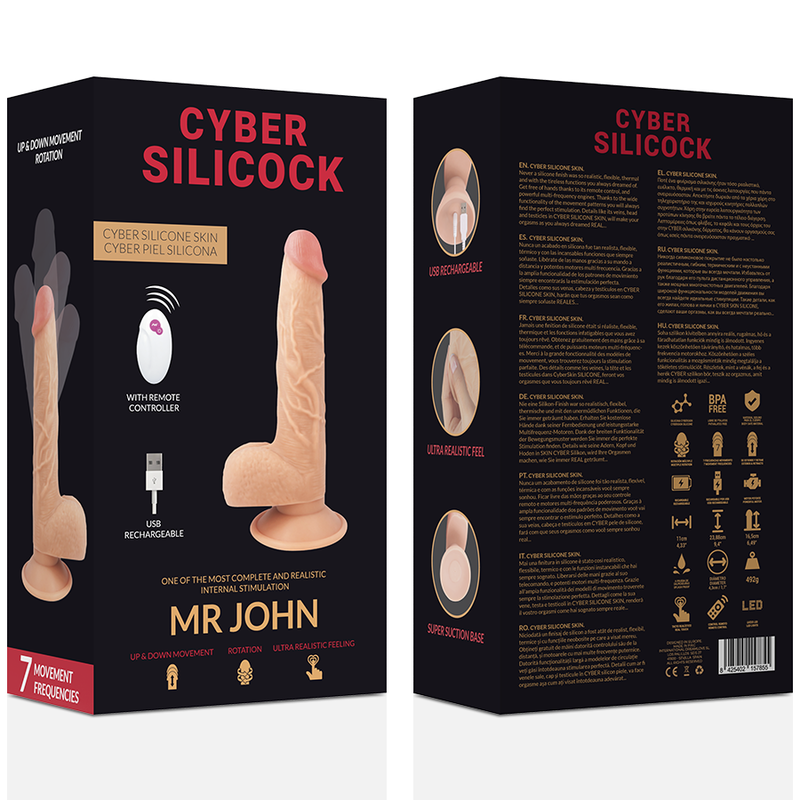 CYBER SILICOCK - REALÍSTICO CONTROL REMOTO MR JOHN 23.88 CM -O- 4.3 CM - Kanerotika SL