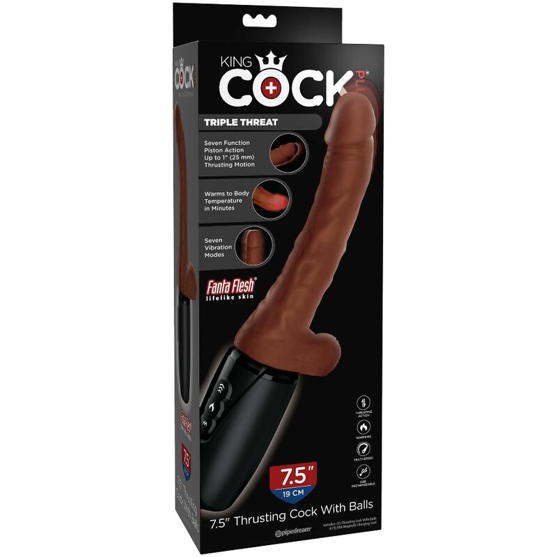 KING COCK - PLUS TRIPLE THREAT MARRÓN - Kanerotika SL