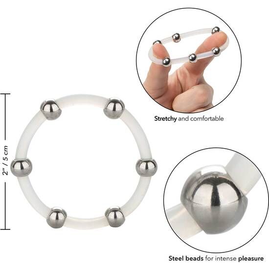 CALEXOTICS - ANILLO DE SILICONA CON CUENTAS DE ACERO TALLA XL - Kanerotika SL