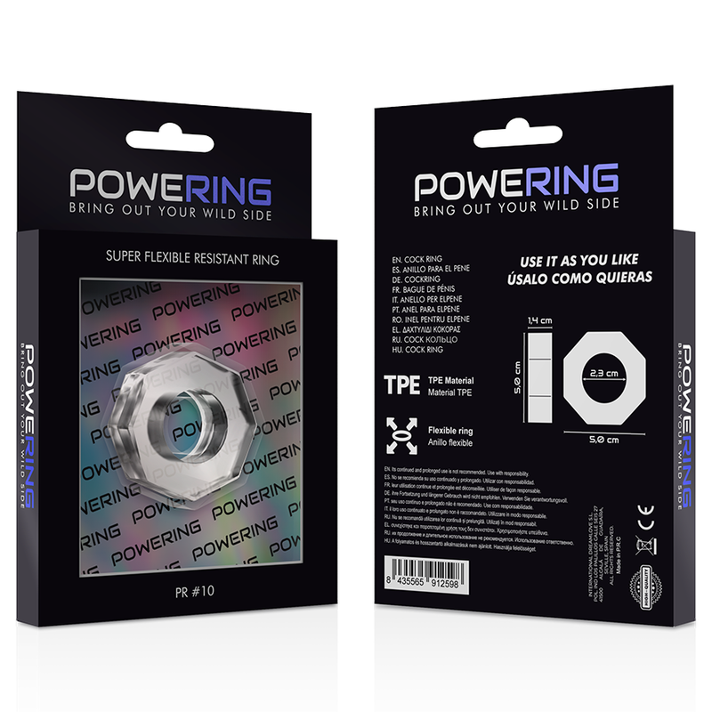 POWERING - SUPER FLEXIBLE Y RESISTENTE ANILLO PENE  5CM PR10 CLEAR - Kanerotika SL
