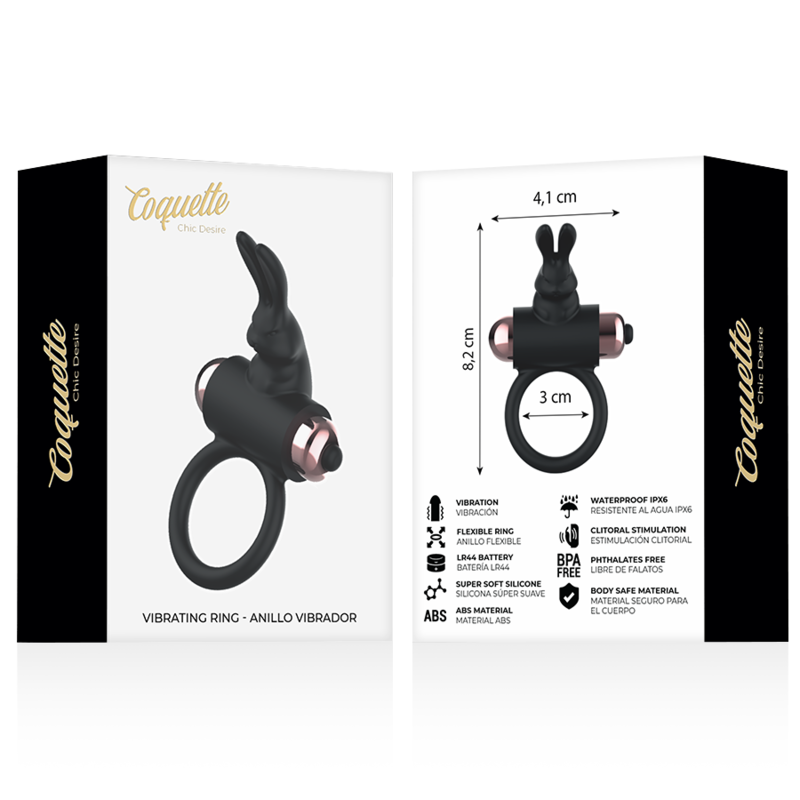 COQUETTE CHIC DESIRE - COCK RING ANILLO VIBRADOR NEGRO / GOLD - Kanerotika SL