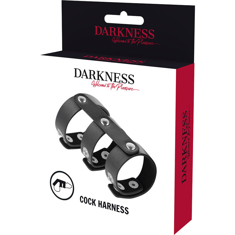 DARKNESS - ANILLO DOBLE PENE Y TESTÍCULOS AJUSTABLE LEATHER - Kanerotika SL