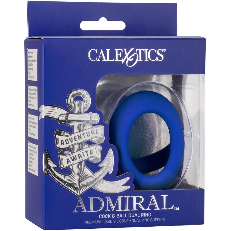CALEXOTICS - ADMIRAL COCK BALL DOBLE ANILLO AZUL - Kanerotika SL