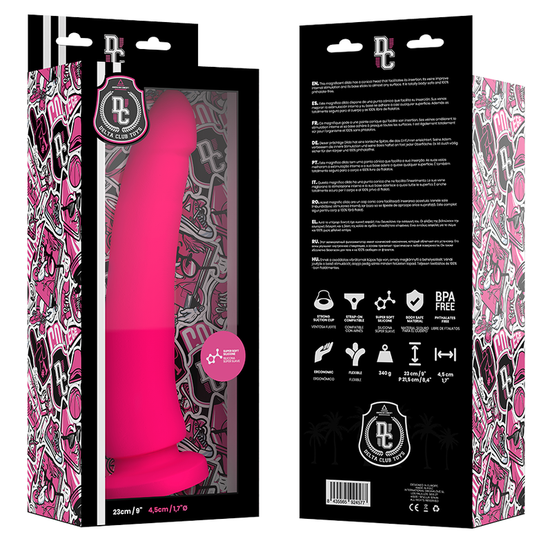 DELTA CLUB - DILDO REALISTA ROSA SILICONA MEDICA 23 CM -O- 4.5 CM - Kanerotika SL