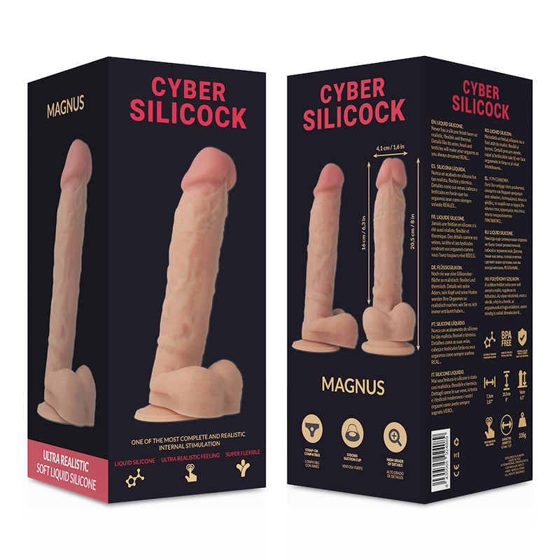 CYBER SILICOCK - MAGNUS REALÍSTICO SILICONA LÍQUIDA 20.5 CM -O- 4.1 CM - Kanerotika SL