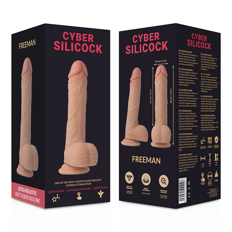 CYBER SILICOCK - FREEMAN REALÍSTICO SILICONA LÍQUIDA 20 CM -O- 3.8 CM - Kanerotika SL