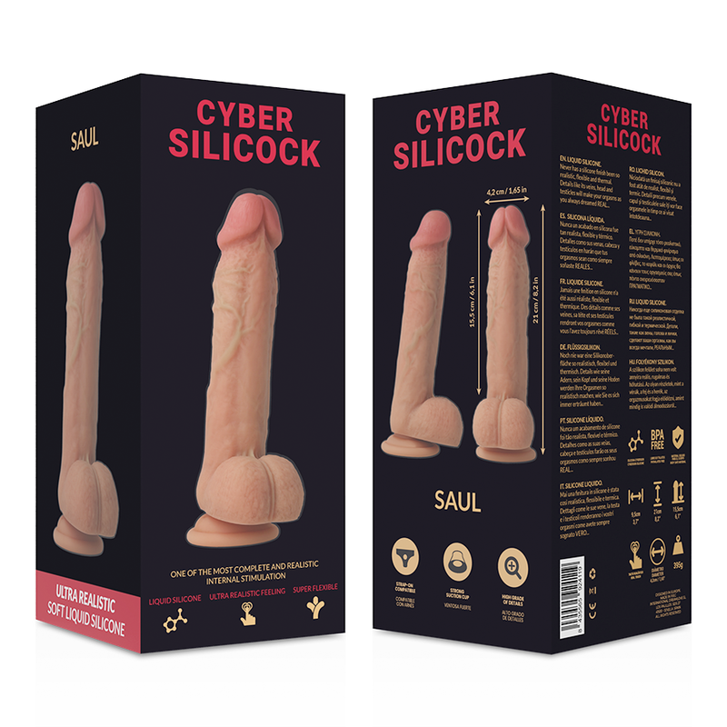 CYBER SILICOCK - SAUL REALÍSTICO SILICONA LÍQUIDA 21 CM -O- 4.2 CM - Kanerotika SL