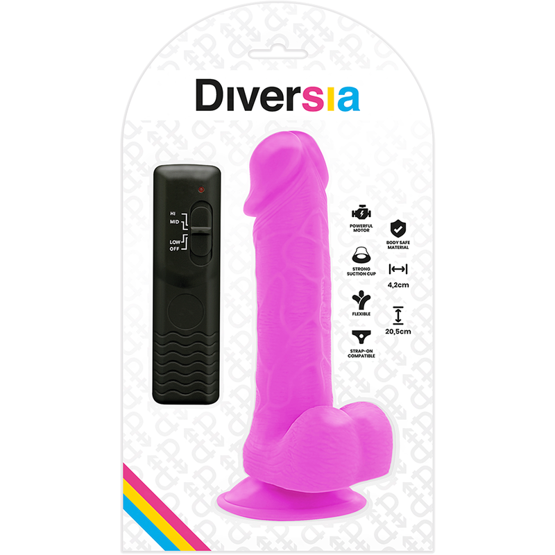 DIVERSIA - DILDO REALÍSTICO FLEXIBLE CON VIBRACIÓN LILA 20.5 CM -O- 4.2 CM - Kanerotika SL