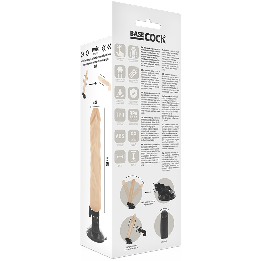 BASECOCK - VIBRADOR REALÍSTICO CONTROL REMOTO NATURAL 21 CM -O- 4 CM - Kanerotika SL