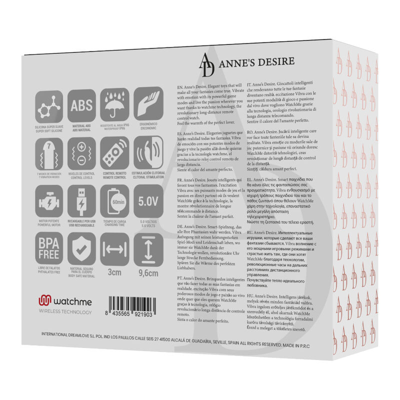 ANNE'S DESIRE - PANTY PLEASURE TECNOLOGÍA WATCHME NEGRO - Kanerotika SL