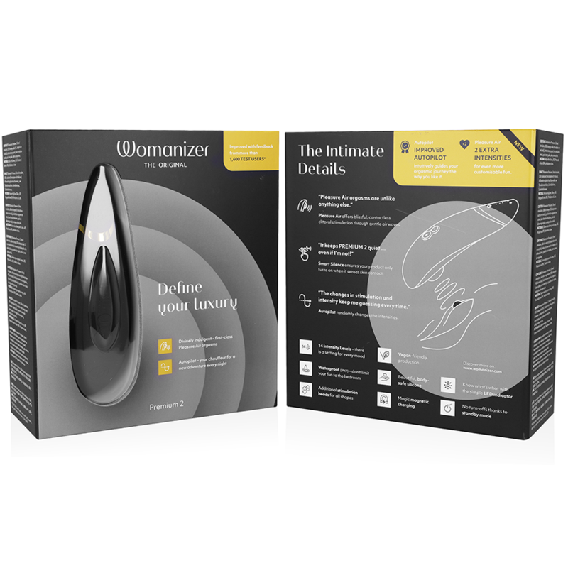 WOMANIZER - PREMIUM 2 ESTIMULADOR DE CLÍTORIS NEGRO - Kanerotika SL