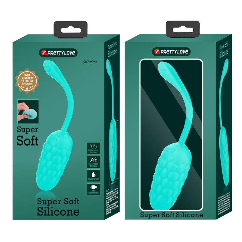PRETTY LOVE - HUEVO VIBRADOR CON TEXTURA MARINA RECARGABLE VERDE AGUA - Kanerotika SL