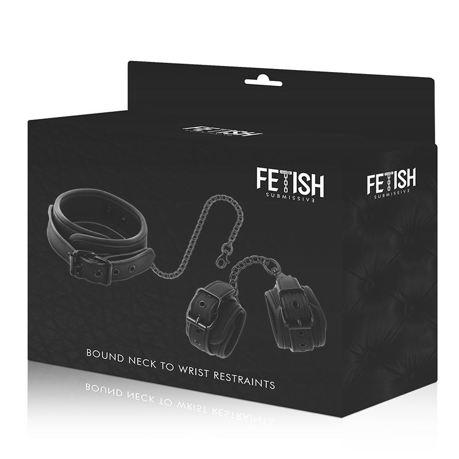 FETISH SUBMISSIVE - COLLAR Y ESPOSAS CUERO VEGANO CON FORRO DE NEOPRENO - Kanerotika SL