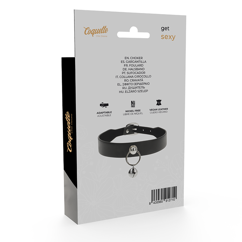 COQUETTE CHIC DESIRE - COLLAR CUERO VEGANO ACCESORIO WOMAN CASCABEL/ARO - Kanerotika SL