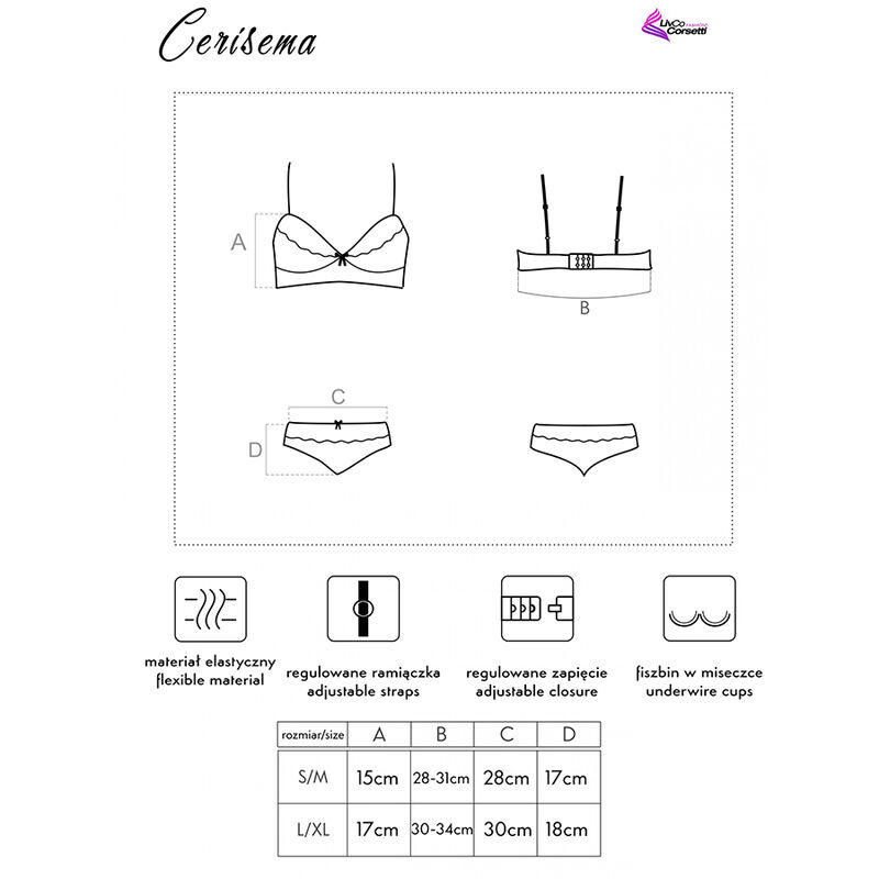LIVCO CORSETTI FASHION - CERISEMA LC 21005 BRA + PANTY CORAL S/M - Kanerotika SL