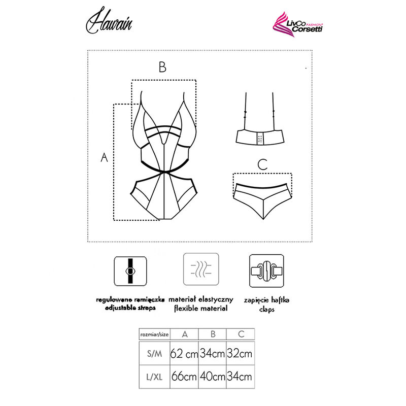 LIVCO CORSETTI FASHION - HAWAIN LC 90665 BODY NEGRO L/XL - Kanerotika SL
