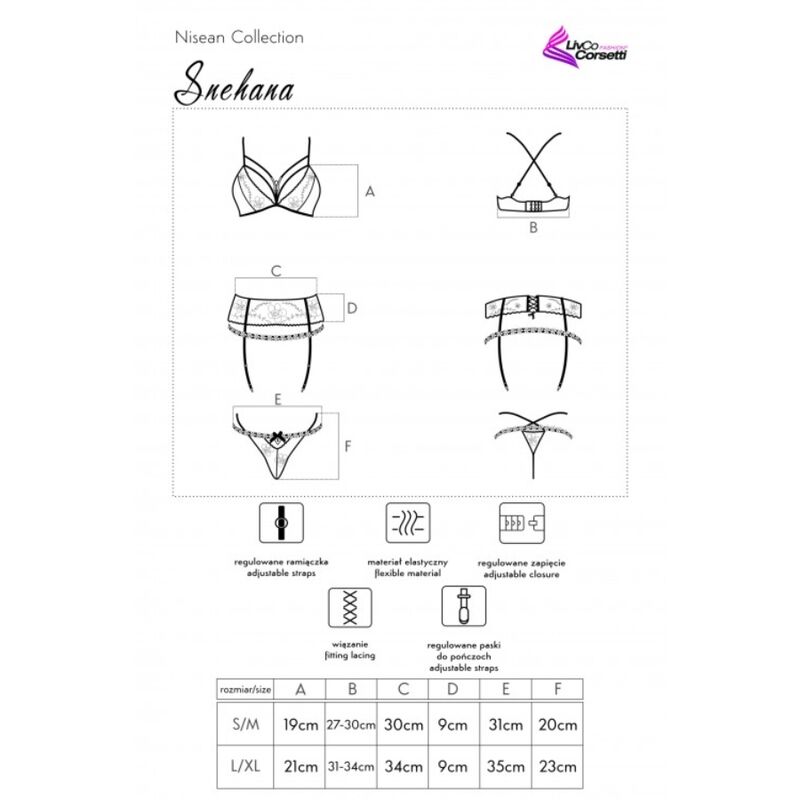 LIVCO CORSETTI FASHION - SNEHANA LC 90443 SUJETADOR + LIGUERO + PANTY NEGRO L/XL - Kanerotika SL