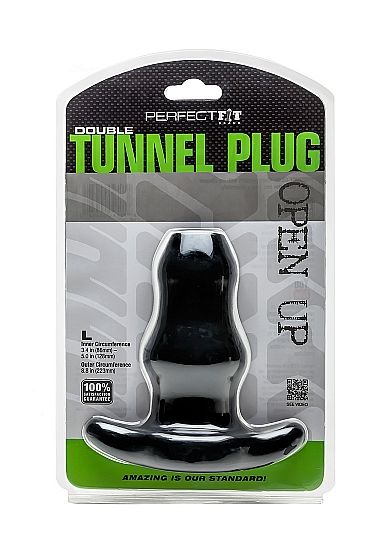 TAPÓN DOBLE TÚNEL PERFECT FIT L GRANDE - NEGRO - Kanerotika SL