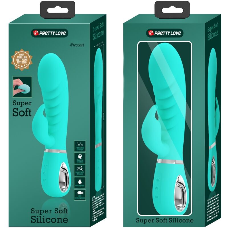 PRETTY LOVE - PRESCOTT VIBRADOR PUNTO G MULTIFUNCIÓN VERDE AGUA - Kanerotika SL