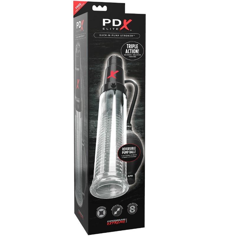 PDX ELITE - BOMBA DE ONDAS ESTIMULADORAS MASTURBADORA CON VIBRACIÓN SUCK N PUMP STROKER - Kanerotika SL