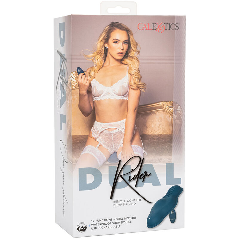 CALEXOTICS - RIDER MASAJEADOR DOBLE MOTOR CONTROL REMOTO AZUL - Kanerotika SL