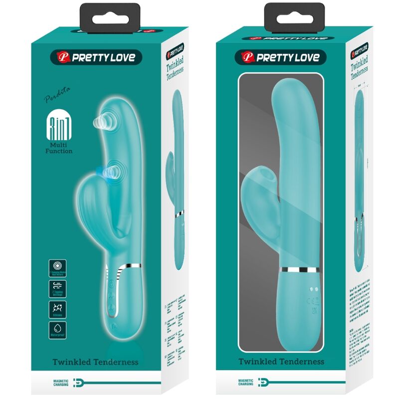 PRETTY LOVE - PERLITA VIBRADOR PUNTO G 3 EN 1 MULTIFUNCIÓN VERDE AGUA - Kanerotika SL