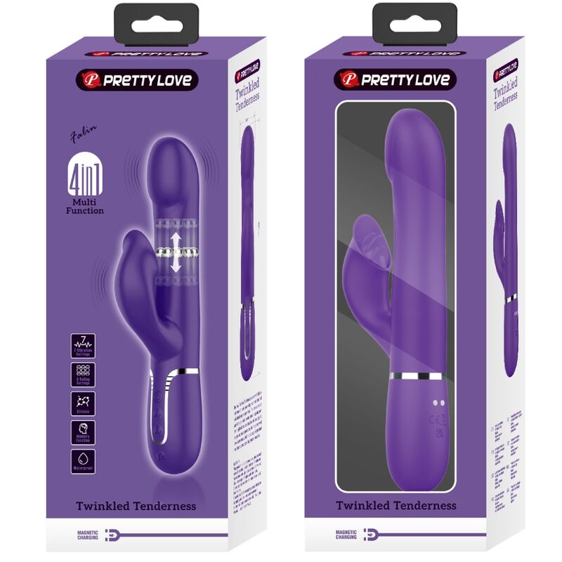 PRETTY LOVE - ZALIN VIBRADOR RABBIT PERLAS 4 EN 1 MORADO - Kanerotika SL