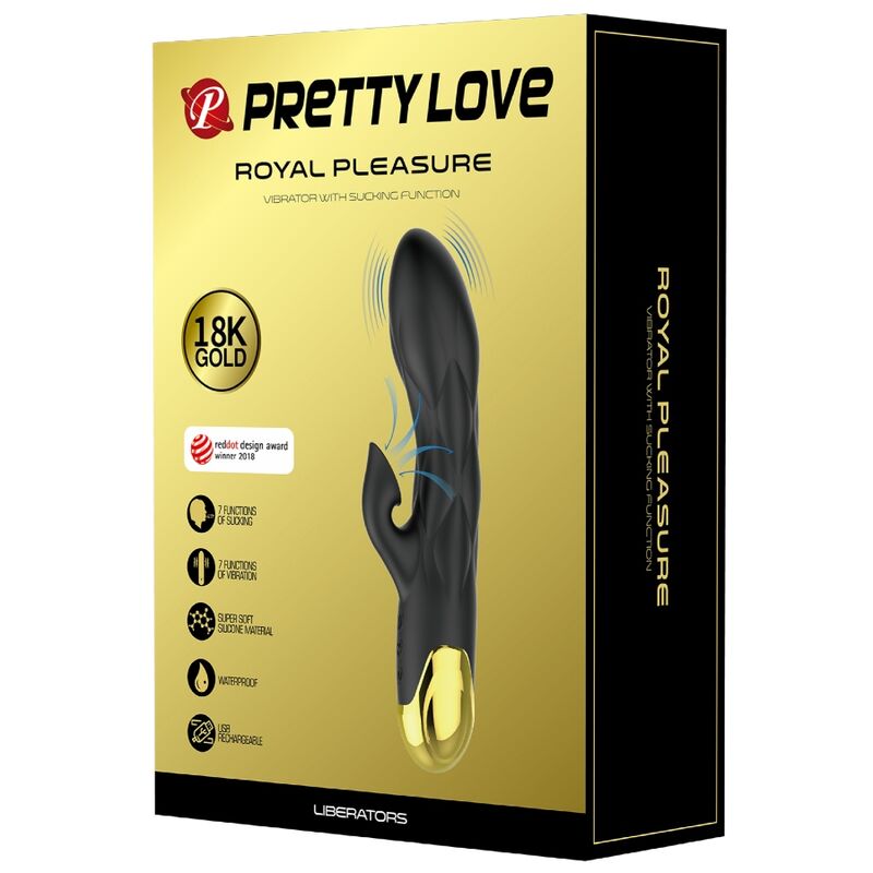 PRETTY LOVE - VIBRADOR DE LUJO BAÑADO EN ORO RECARGABLE NEGRO - Kanerotika SL