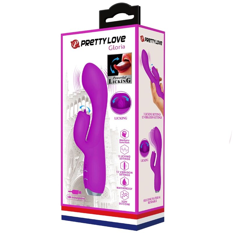 PRETTY LOVE - GLORIA VIBRADOR CONEJO RECARGABLE-IMPERMEABLE MORADO - Kanerotika SL