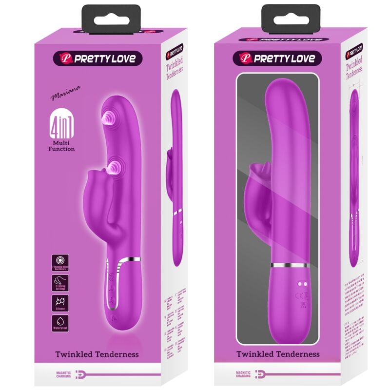 PRETTY LOVE - VIBRADOR RABBIT CON LICKING FUCSIA - Kanerotika SL