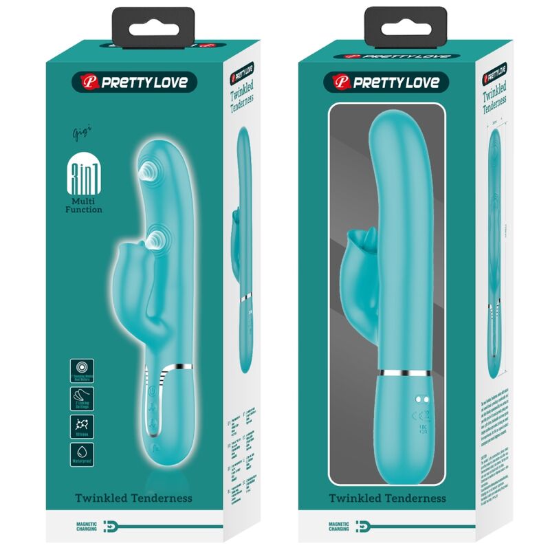 PRETTY LOVE - VIBRADOR RABBIT CON LICKING VERDE AGUA - Kanerotika SL