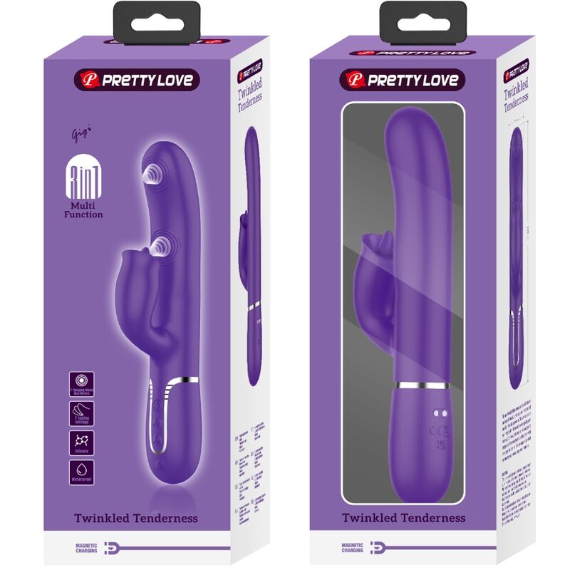 PRETTY LOVE - VIBRADOR RABBIT CON LICKING MORADO - Kanerotika SL